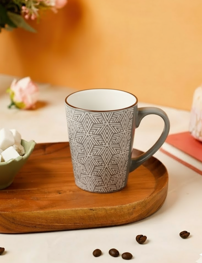 Hexa Pattern Ceramic Coffee Mug - Set Of 4