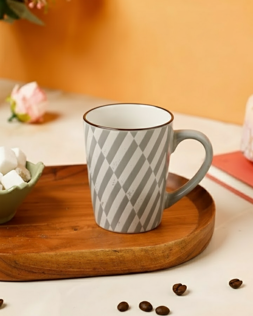 Strio Diagonal Ceramic Coffee Mug - Set Of 4