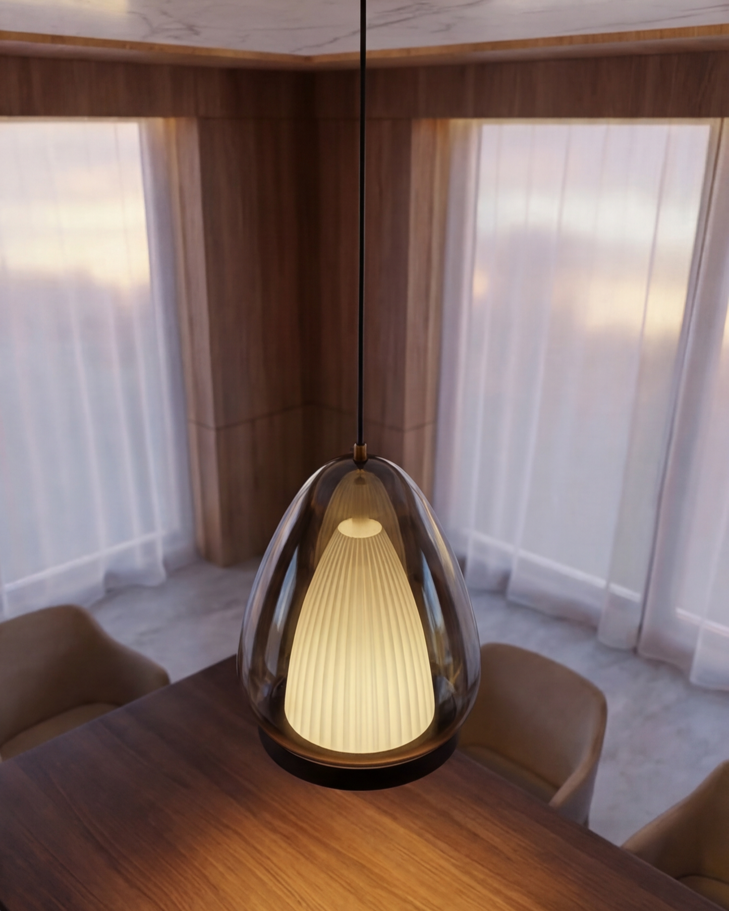 Modern Prism Drop Pendant Light - Smoke