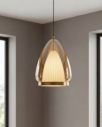 Modern Prism Drop Pendant Light - Amber