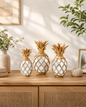 Golden Pineapple Mirror Table Décor - Set Of 3