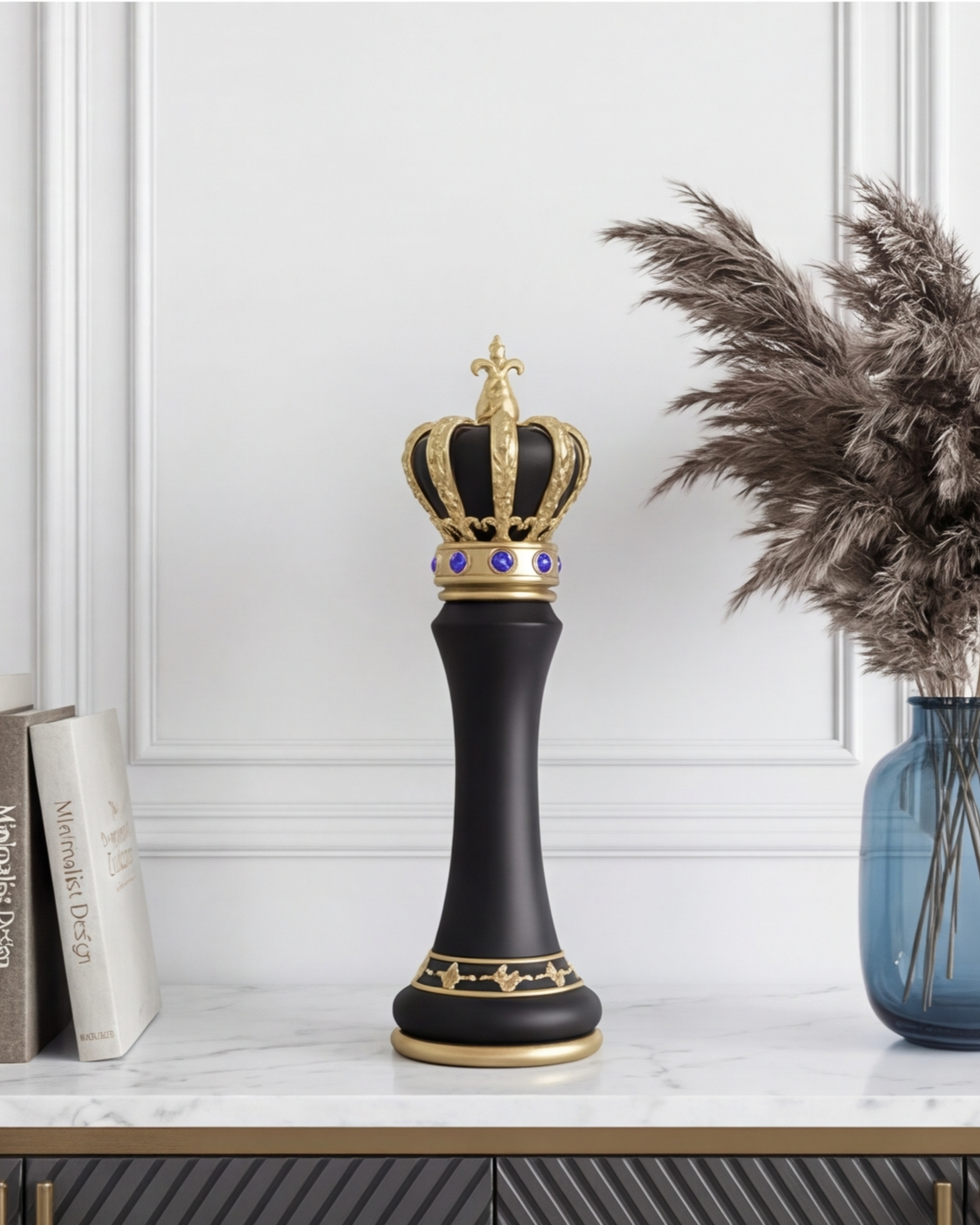 Imperial Crown Decorative Chess King - Black