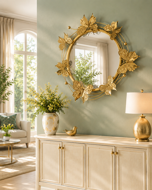 Golden Butterfly Bloom Wall Mirror