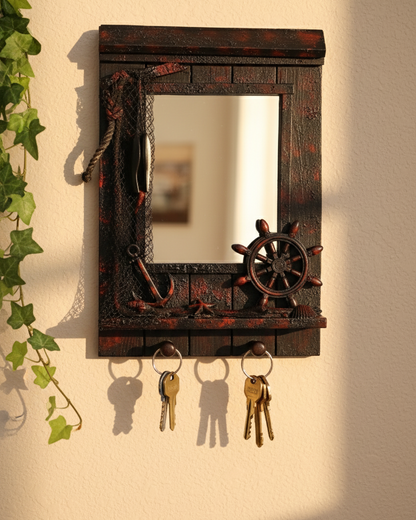 Nautical Charm Mirror Key Holder