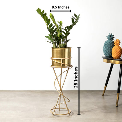 On-Trend Abstract Gold Planter - Modern Metal Planter - Medium