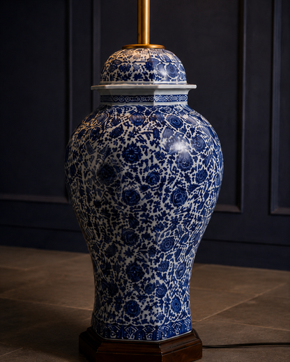 Floral Harmony Temple Jar Floor Lamp