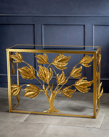Regal Golden Tree Console Table