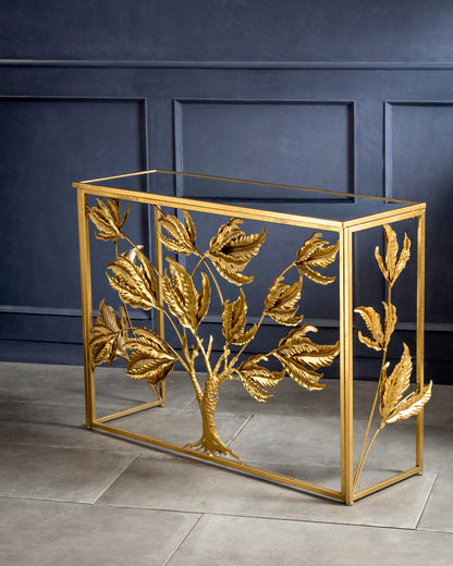 Regal Golden Tree Console Table