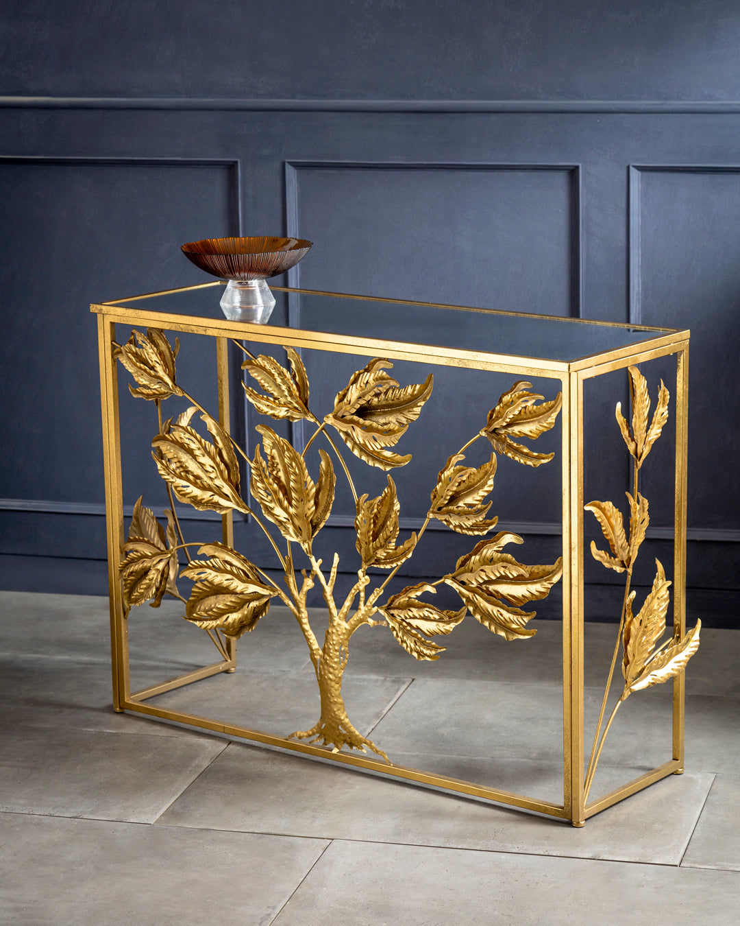 Regal Golden Tree Console Table