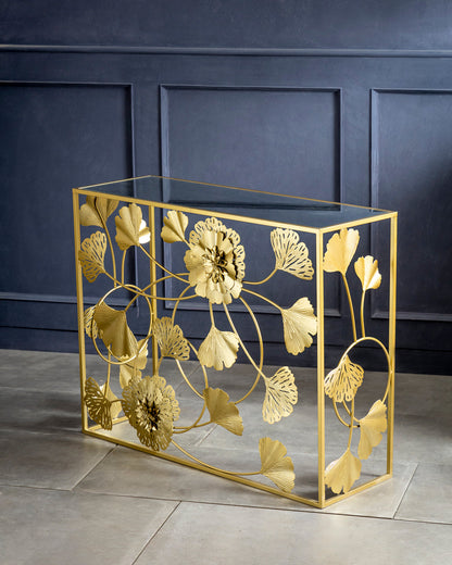 Gilded Petal Console Table - Large
