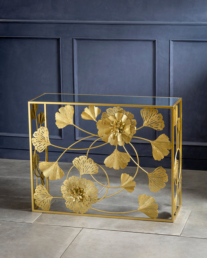 Gilded Petal Console Table - Medium