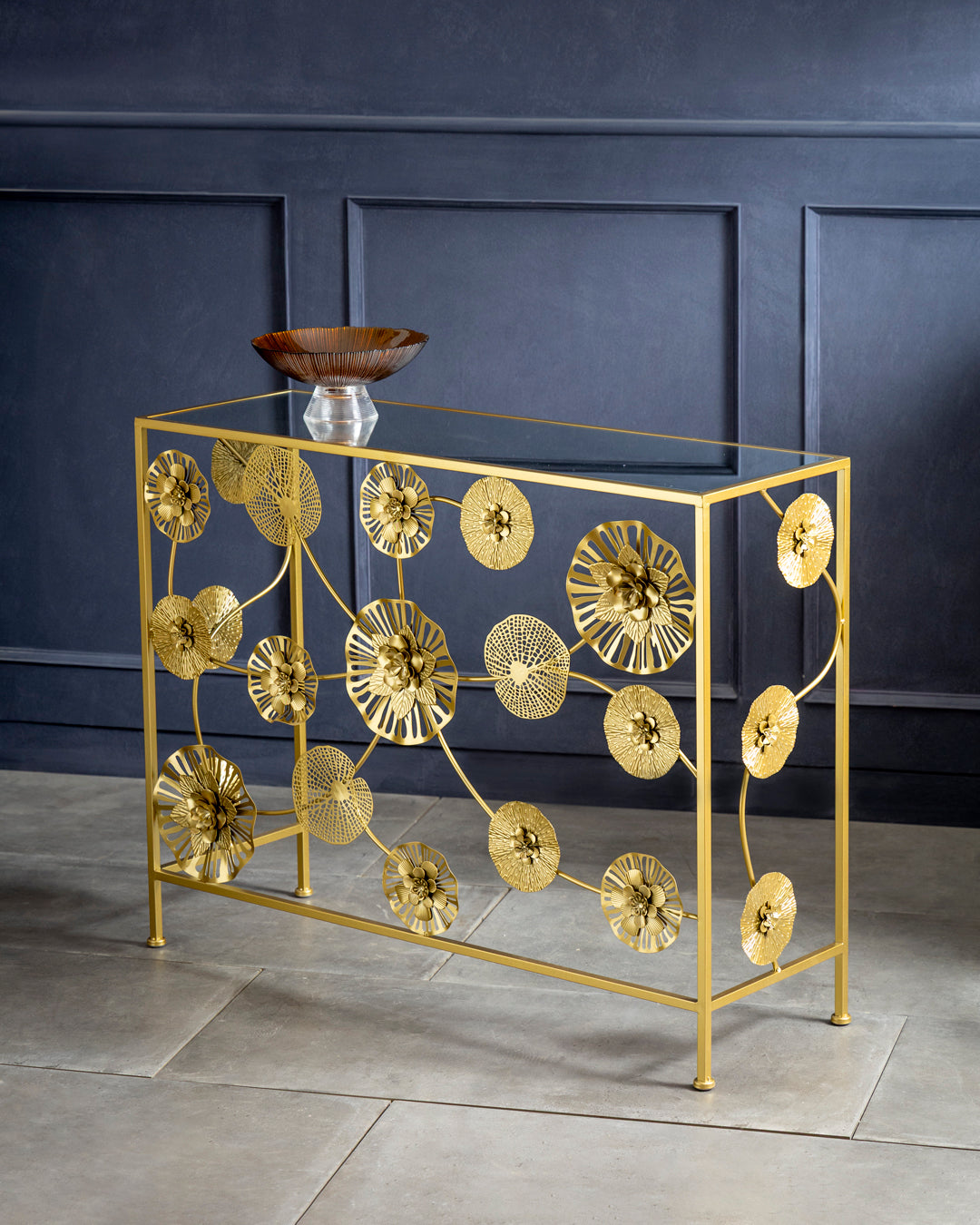 Golden Bloom Console Table - Medium