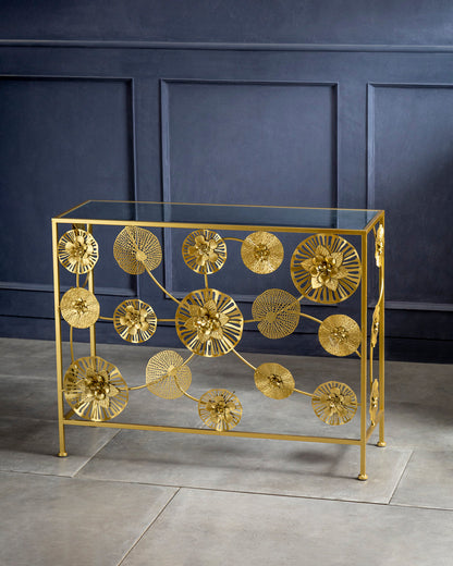 Golden Bloom Console Table - Large