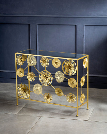 Golden Bloom Console Table - Medium
