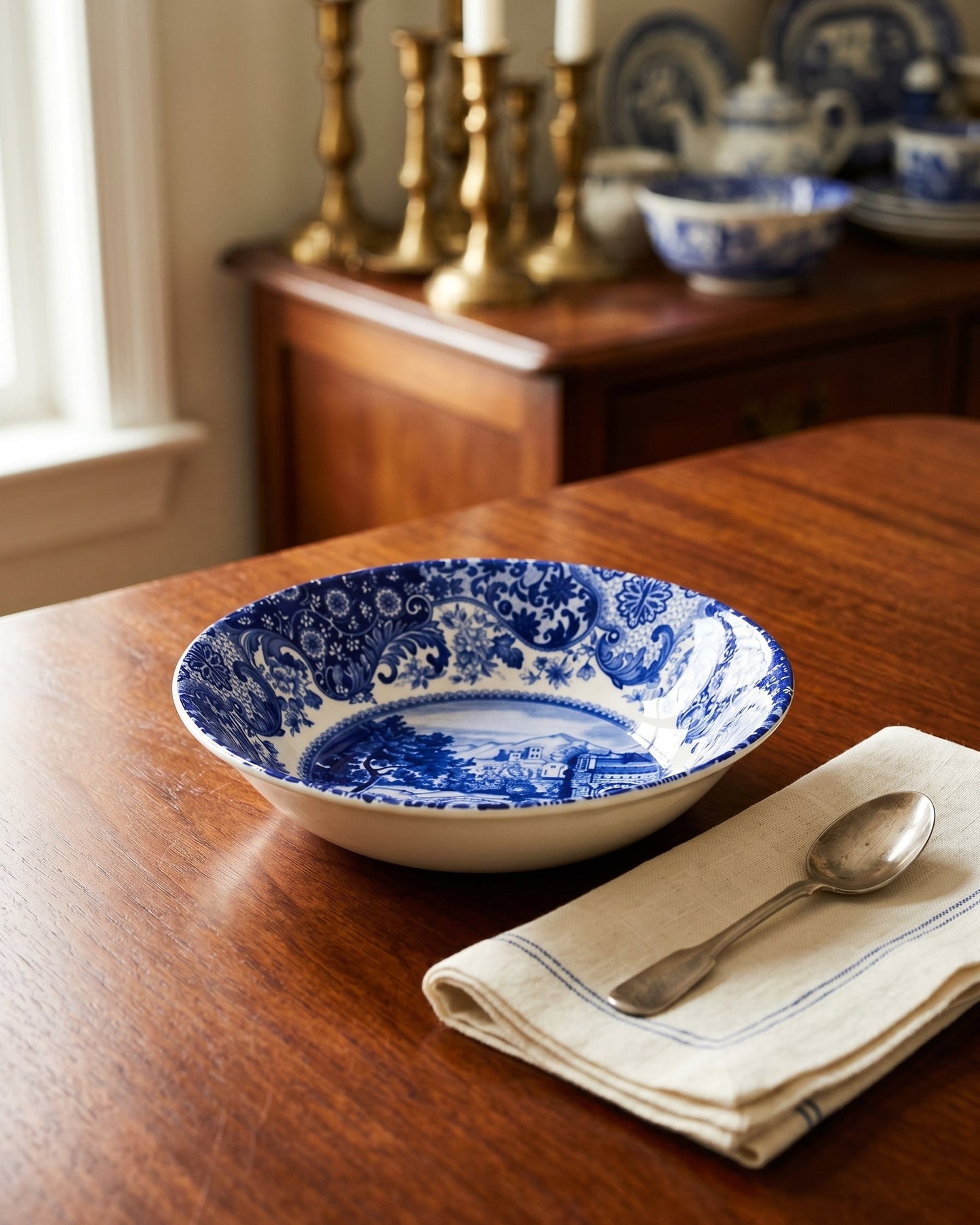Roman Light Blue Serving Bowl