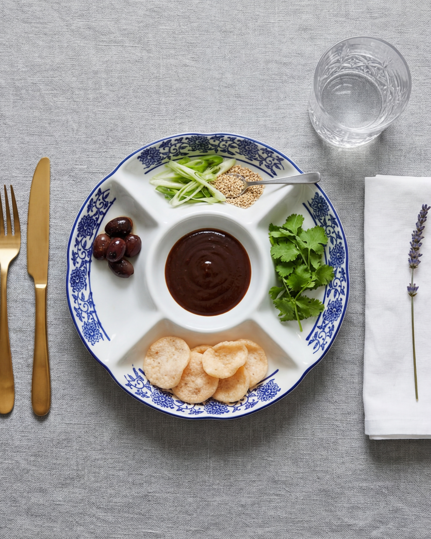 Royal Blue Floral Chip & Dip Platter
