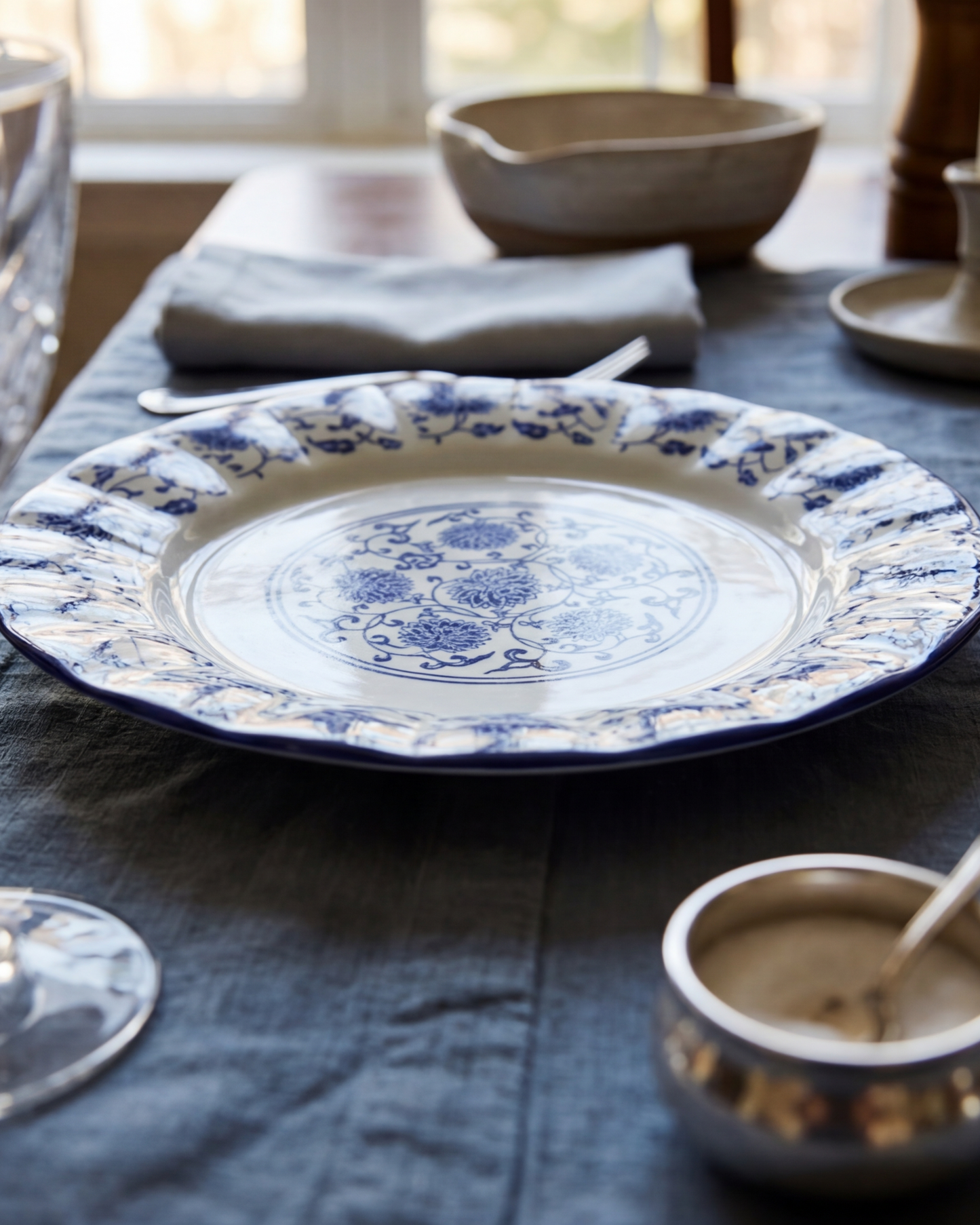 Royal Blue Floral Classic Serving Platter