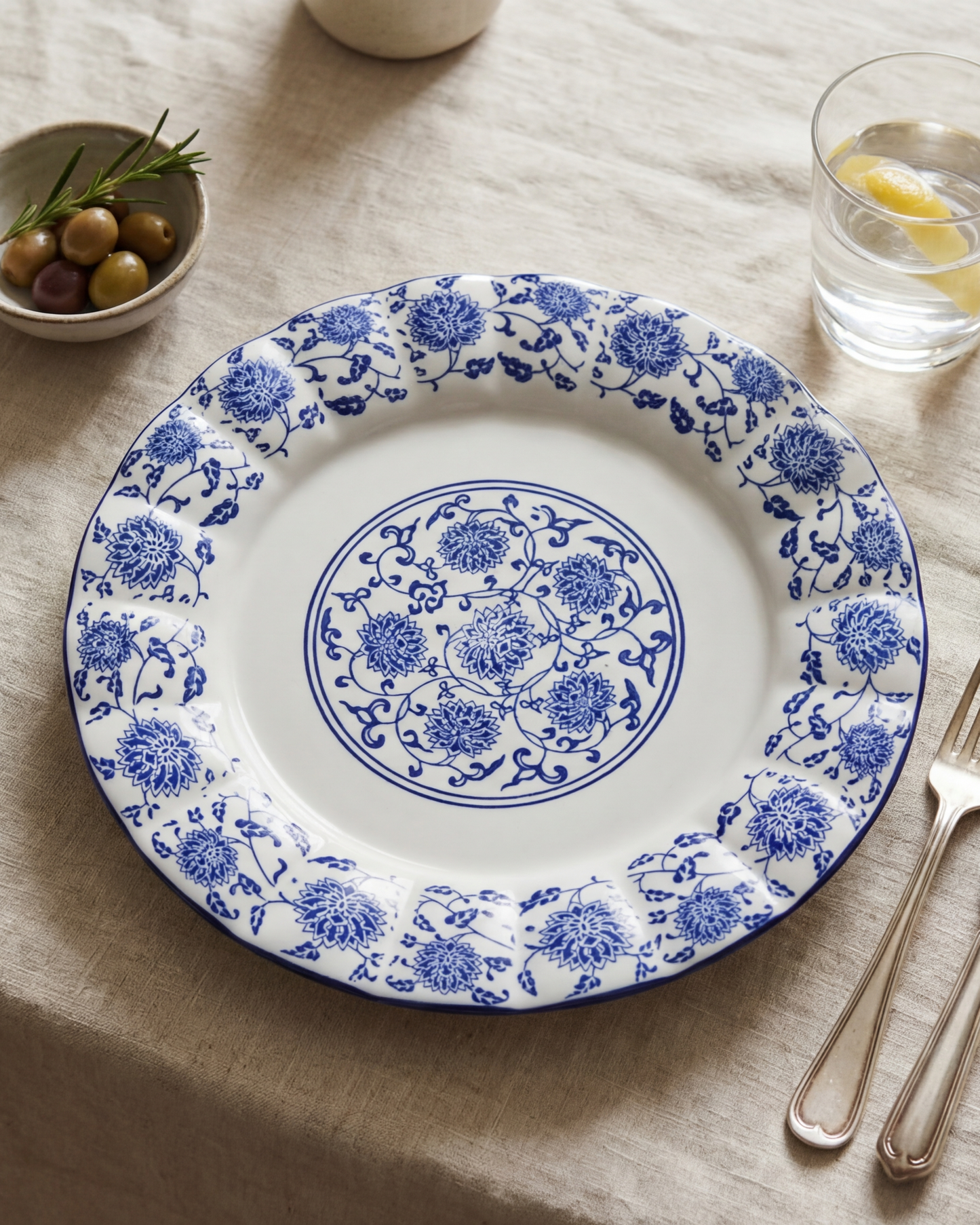 Royal Blue Floral Classic Serving Platter