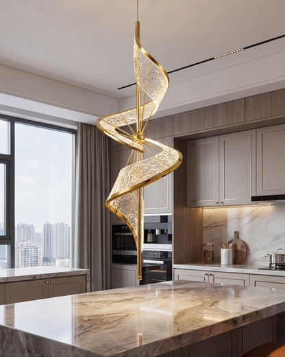 Spiral Crystal Wave Pendant Light