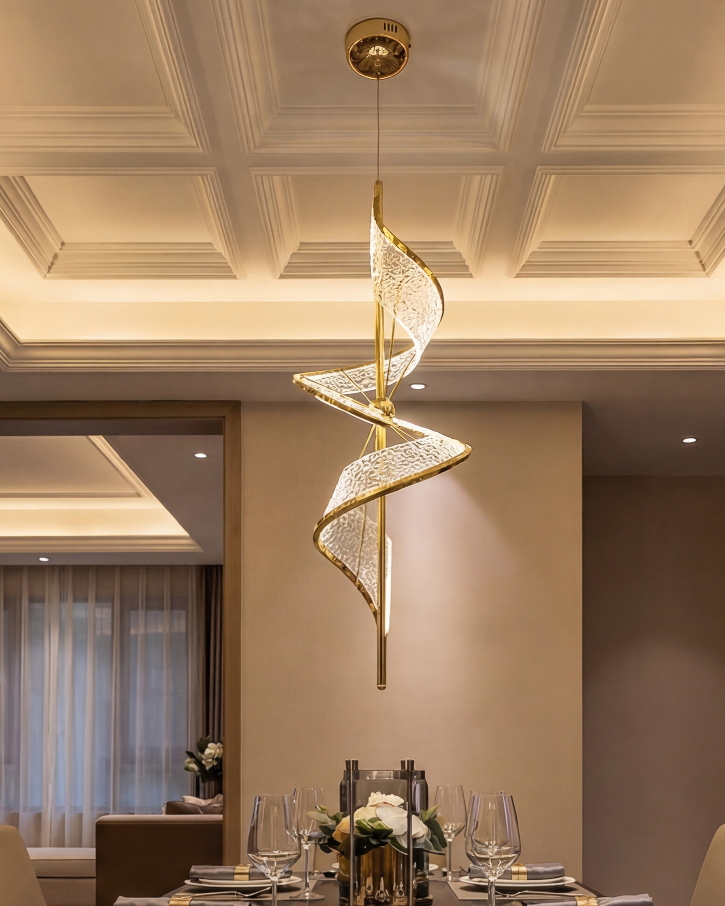 Spiral Crystal Wave Pendant Light