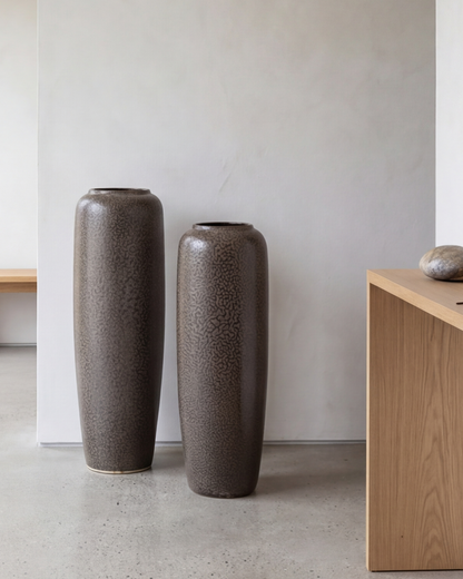 Charcoal Matte Textured Floor Vase - Small