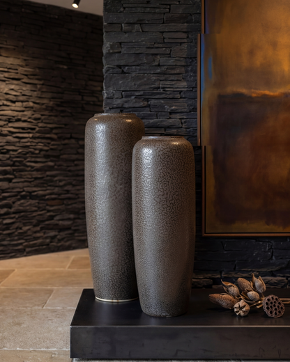 Charcoal Matte Textured Floor Vase - Small