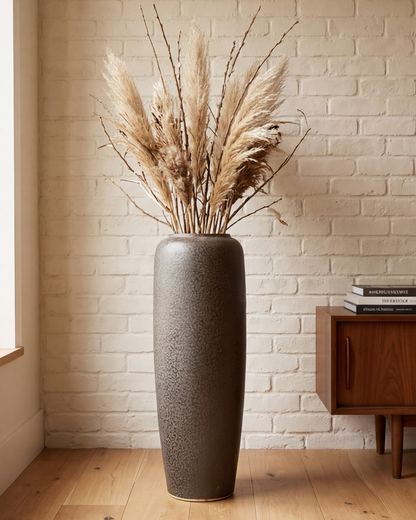Charcoal Matte Textured Floor Vase - Large