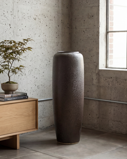 Charcoal Matte Textured Floor Vase - Large