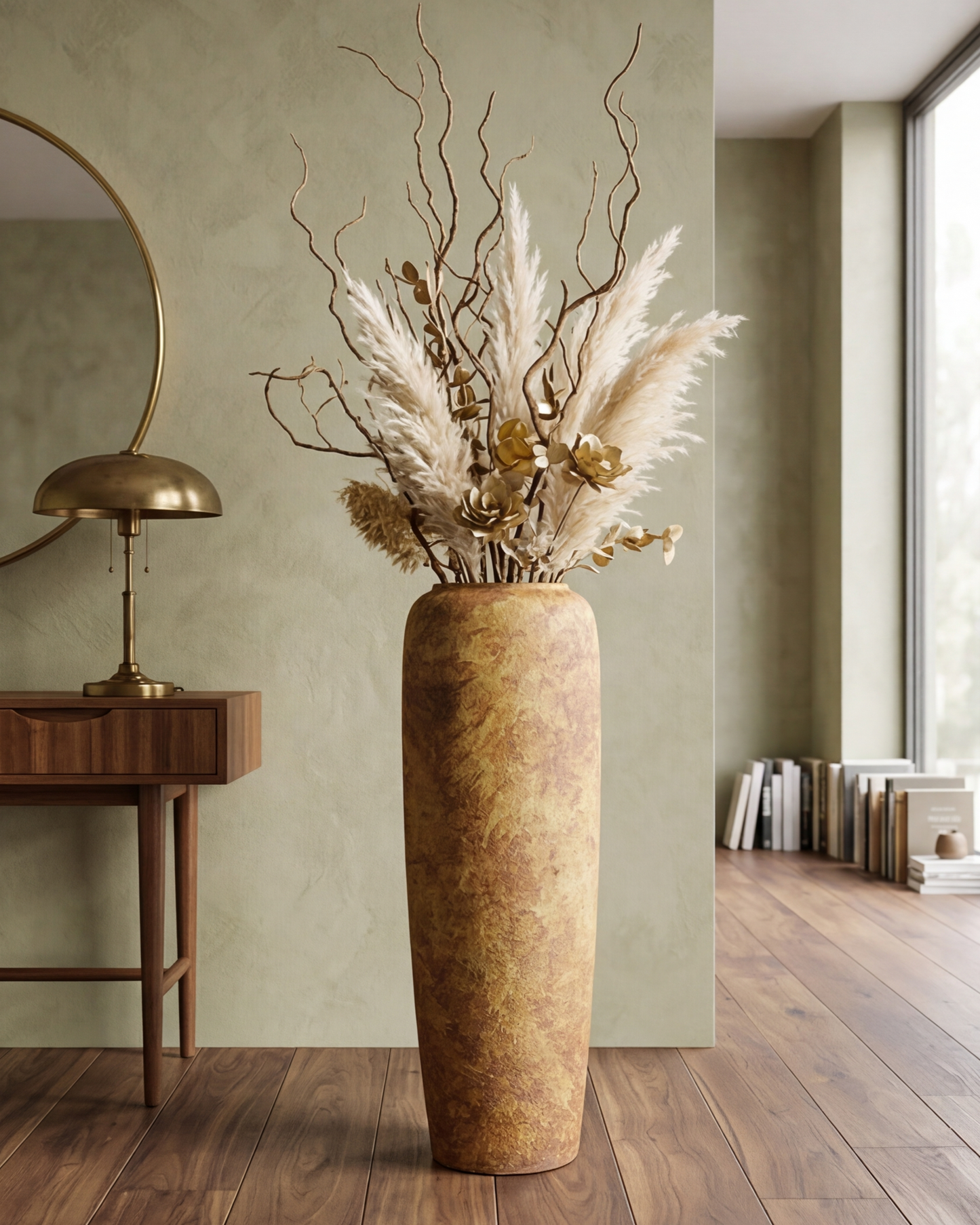 Rustic Earth Tone Floor Vase - Large