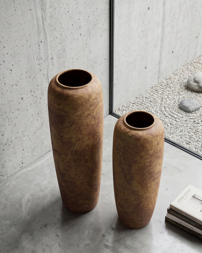 Rustic Earth Tone Floor Vase - Small