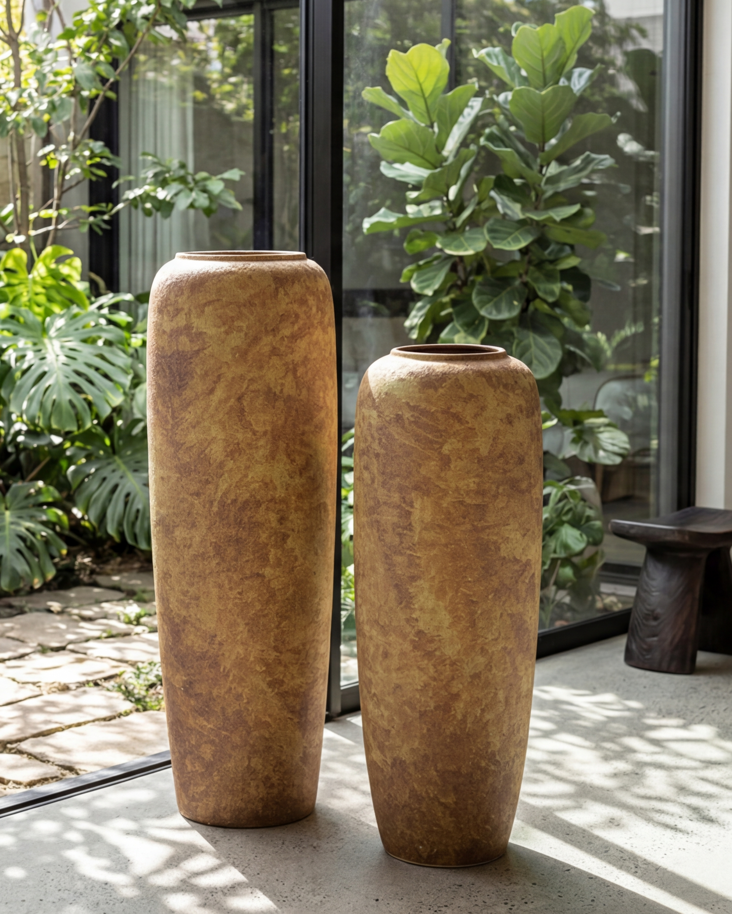 Rustic Earth Tone Floor Vase - Small