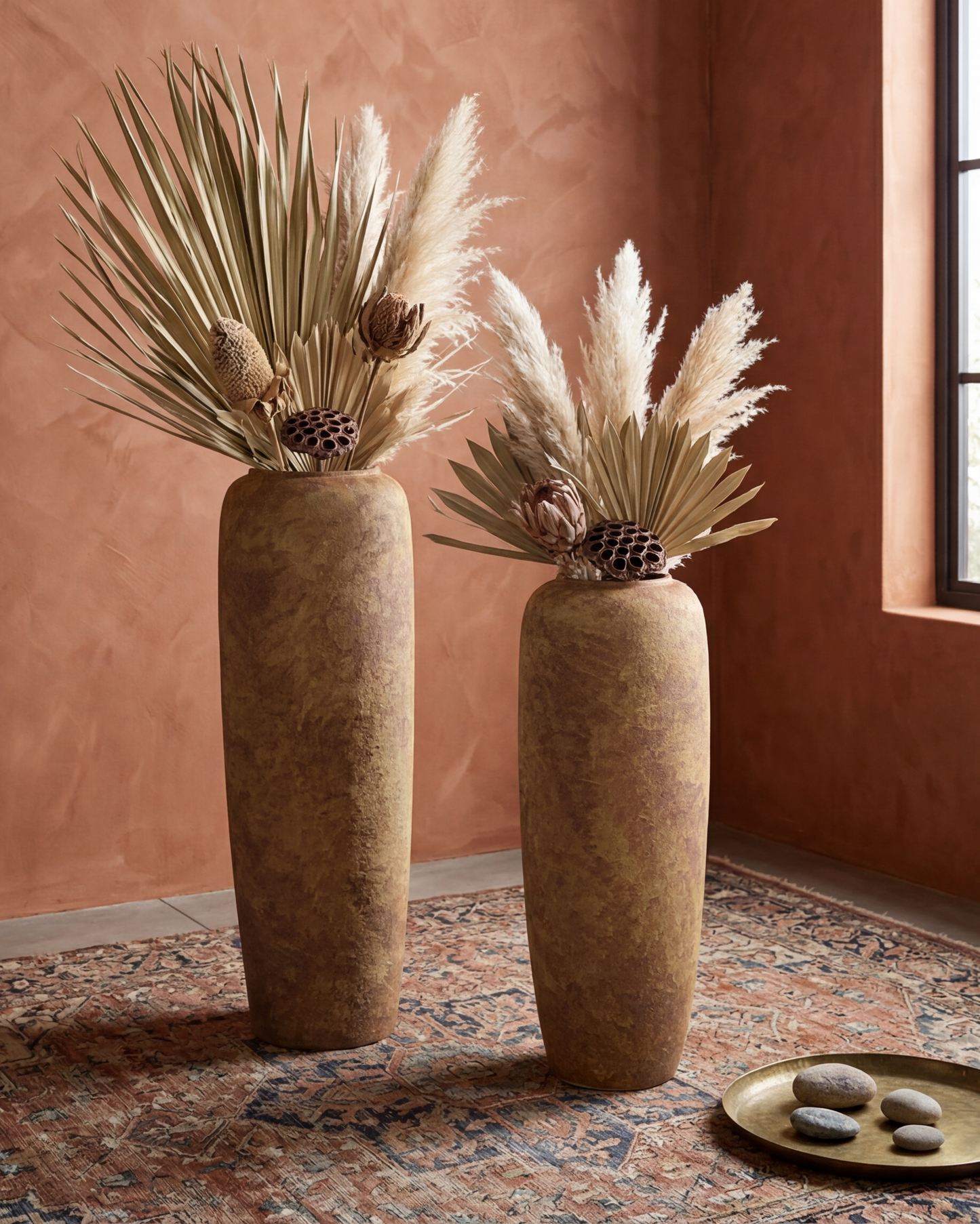 Rustic Earth Tone Floor Vase - Small