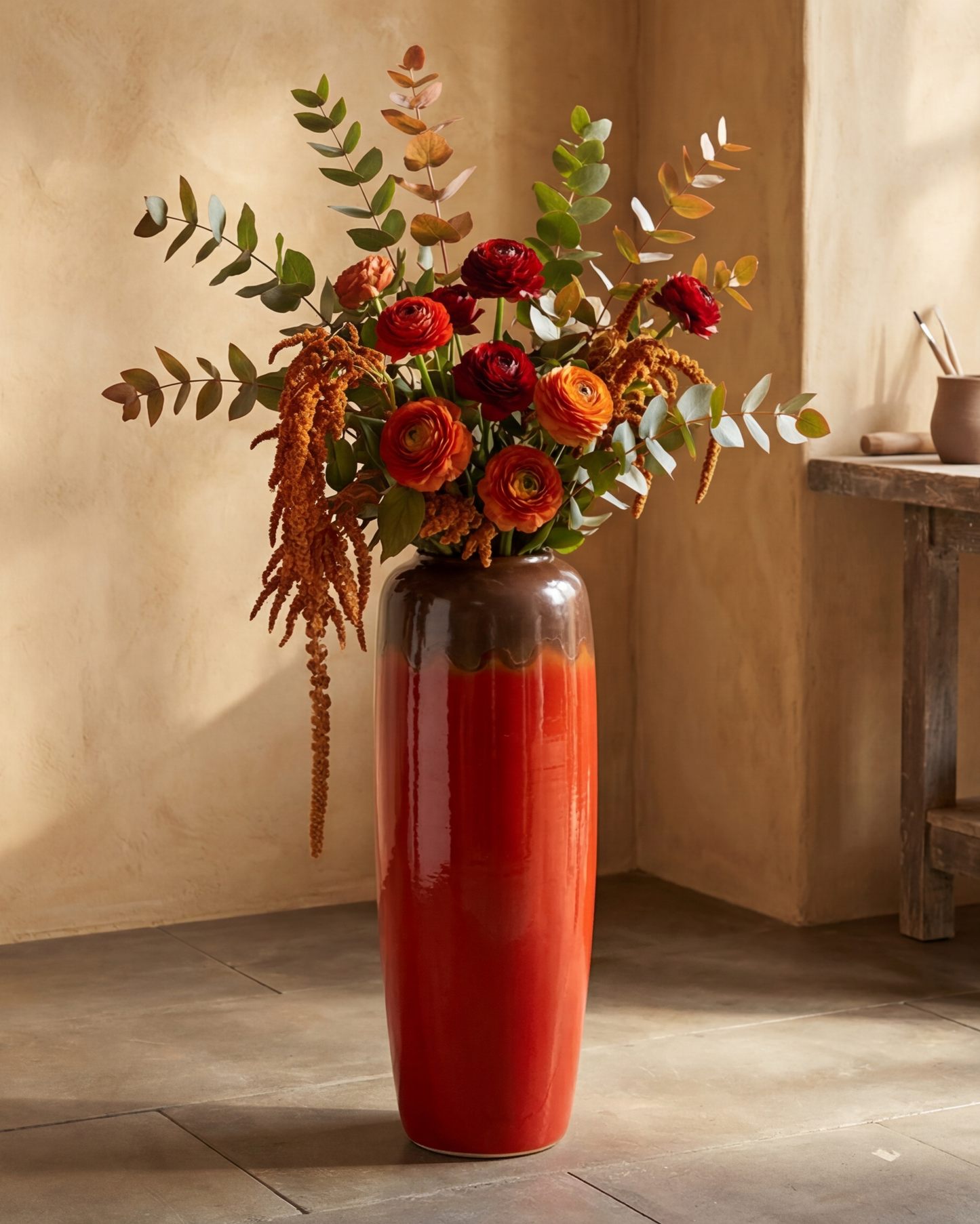 Crimson Ombre Floor Vase - Small