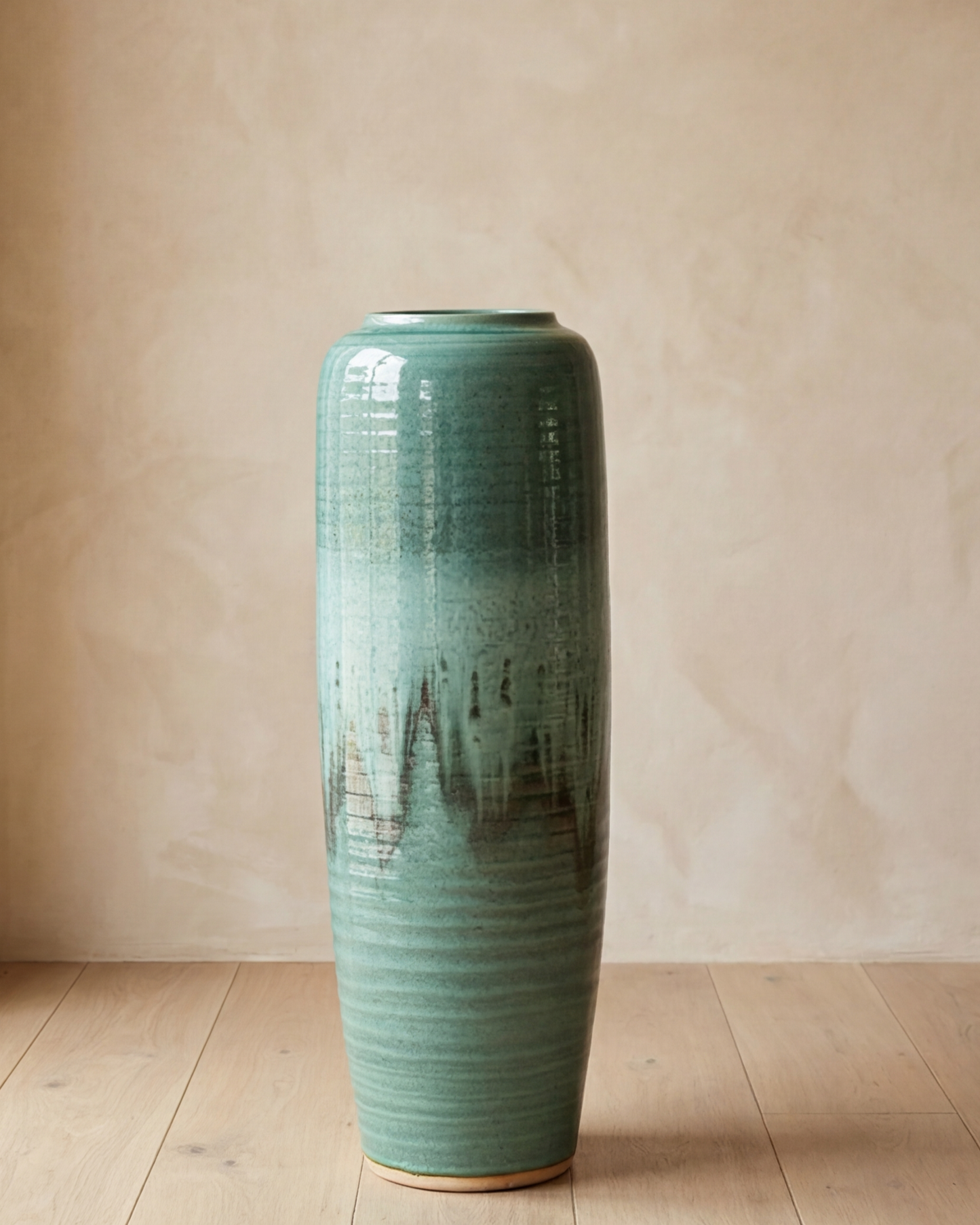 Deep Emerald Textured Floor Vase - Large