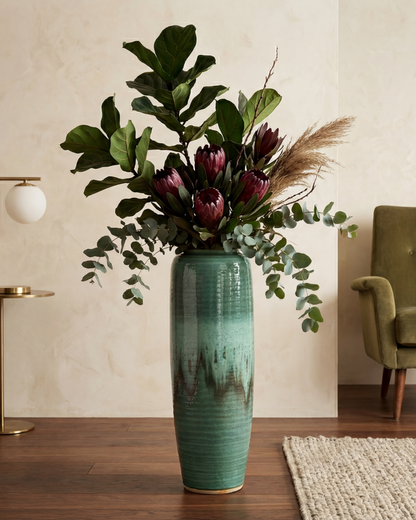 Deep Emerald Textured Floor Vase - Large