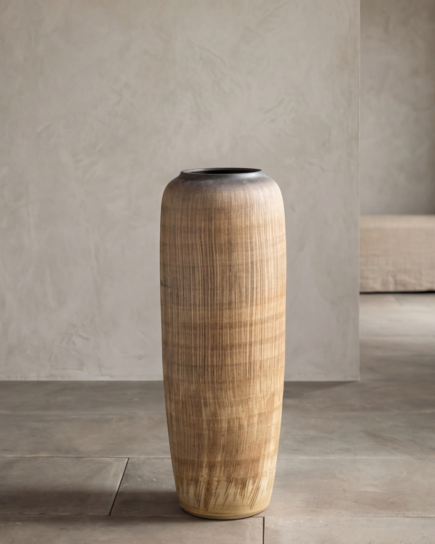 Walnut Wood Finish Floor Vase - Small