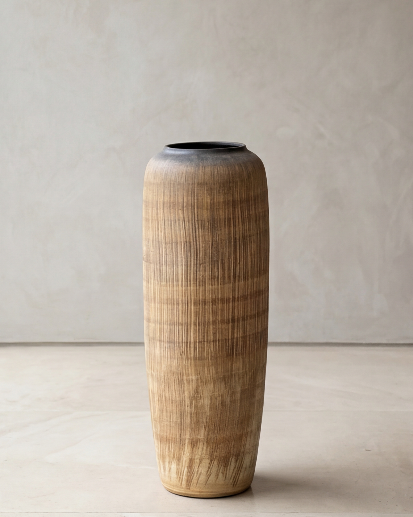 Walnut Wood Finish Floor Vase - Small