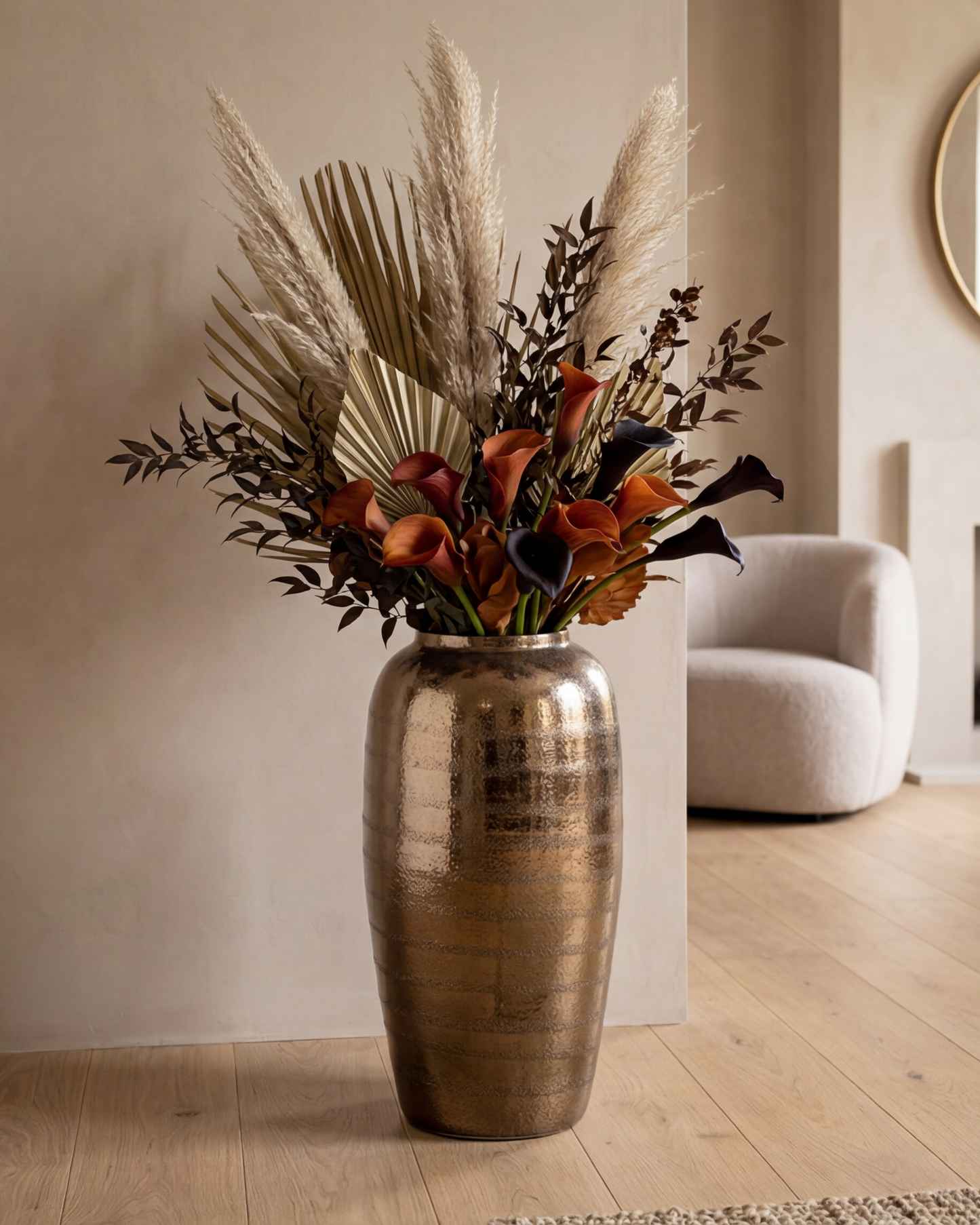 Antique Bronze Floor Vase - Medium