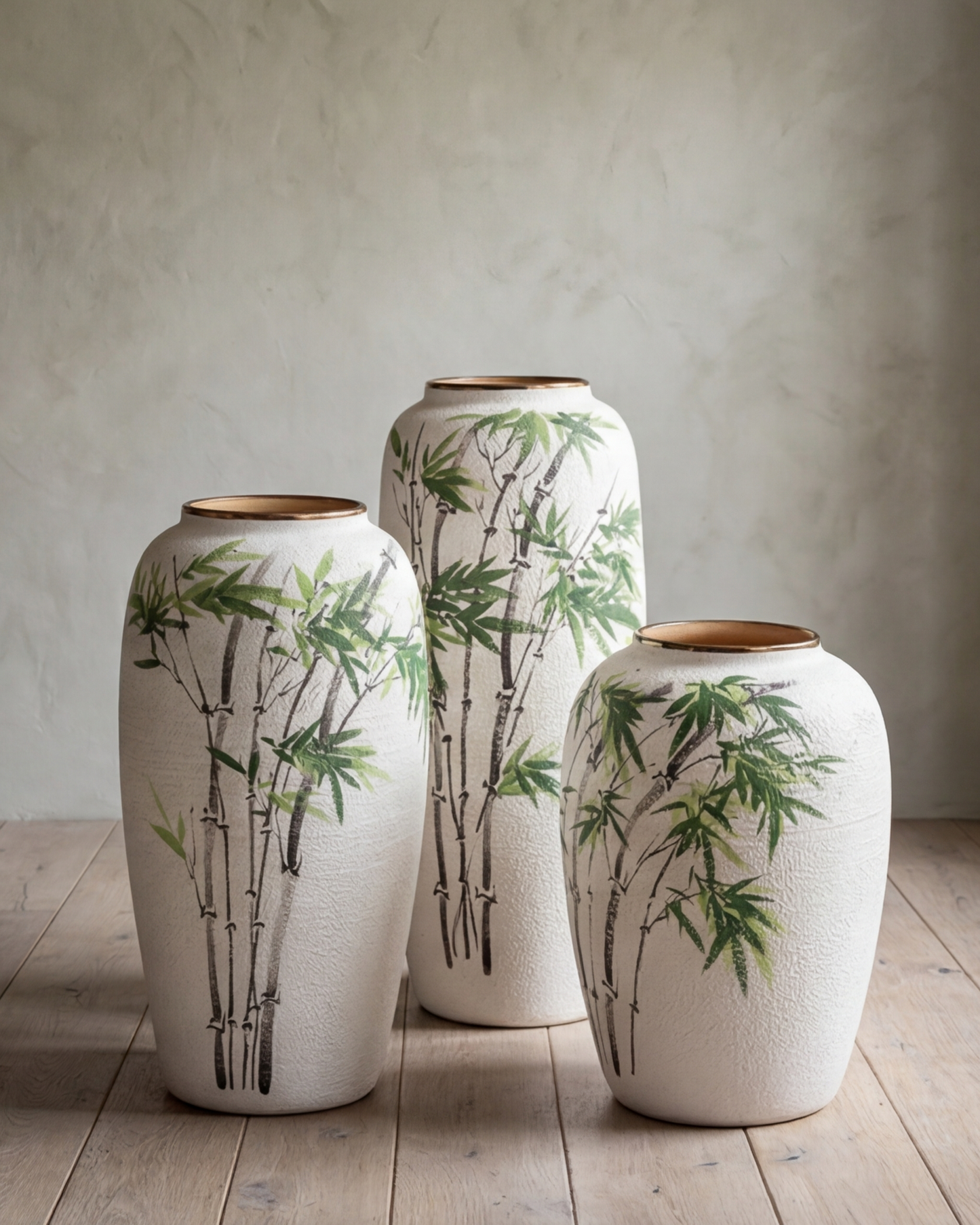 Hand Painted Bamboo Art Floor Vase - Medium