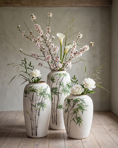 Hand Painted Bamboo Art Floor Vase - Small