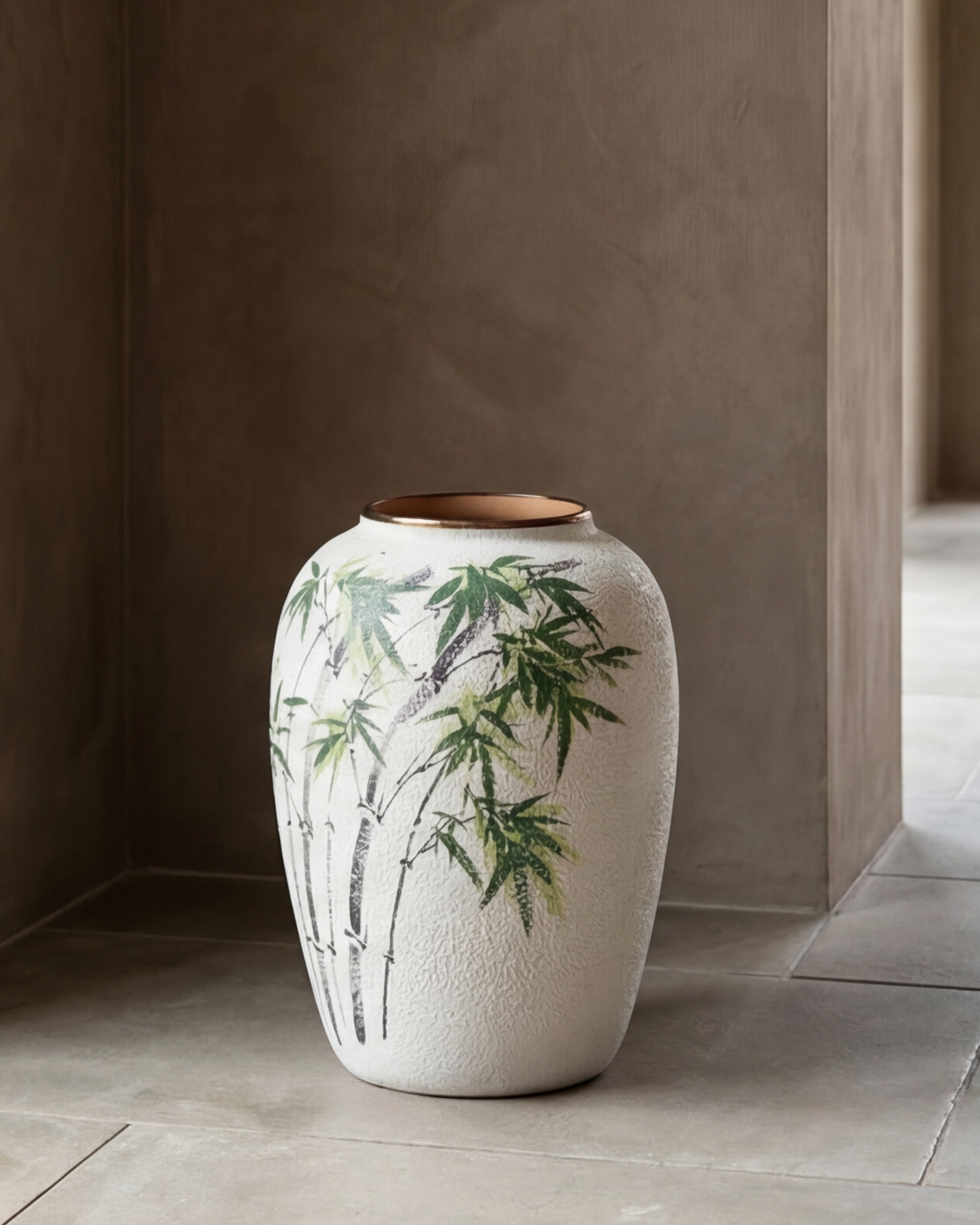Hand Painted Bamboo Art Floor Vase - Small