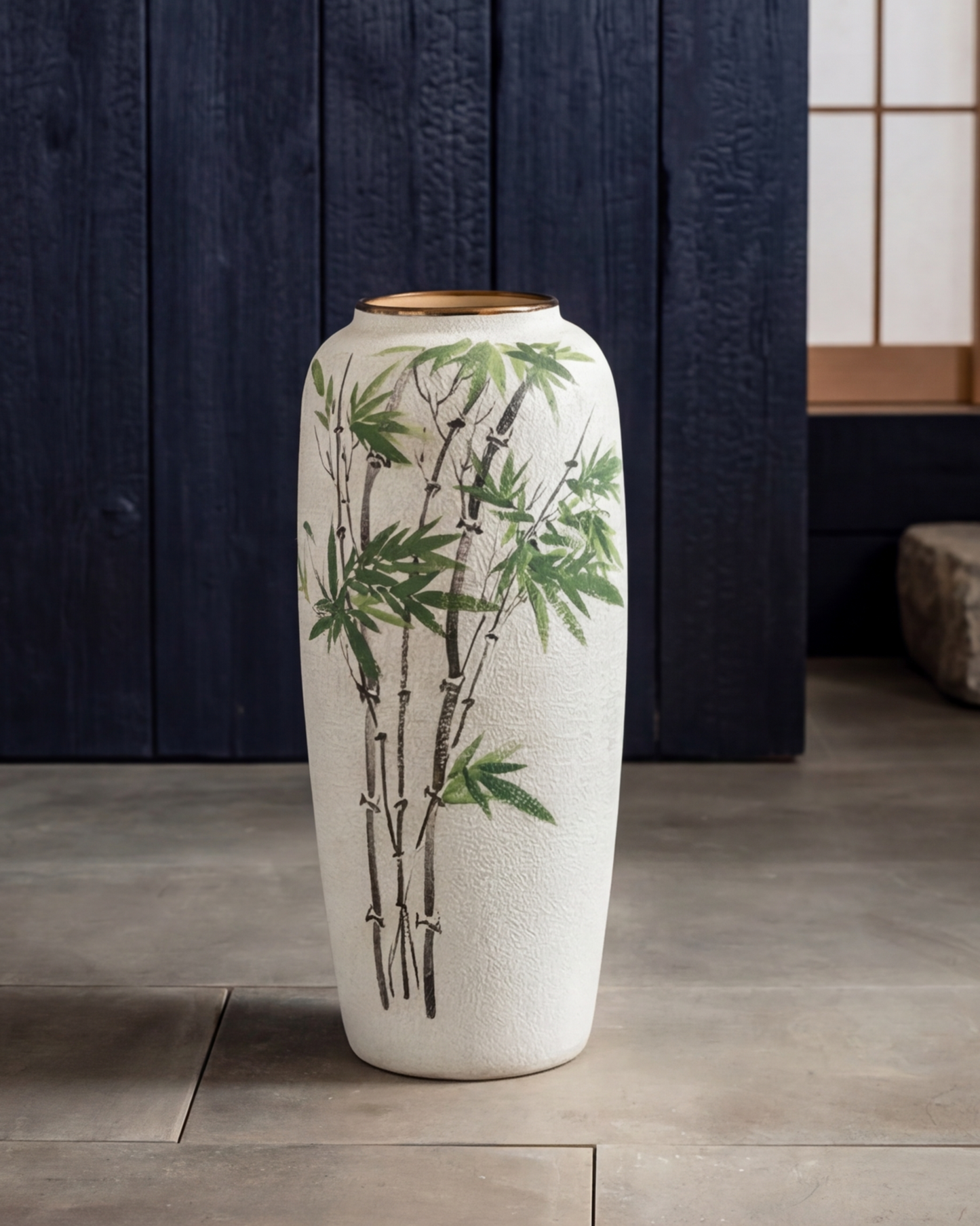 Hand Painted Bamboo Art Floor Vase - Large