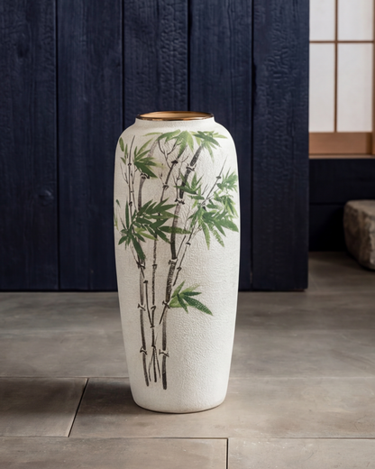Hand Painted Bamboo Art Floor Vase - Large