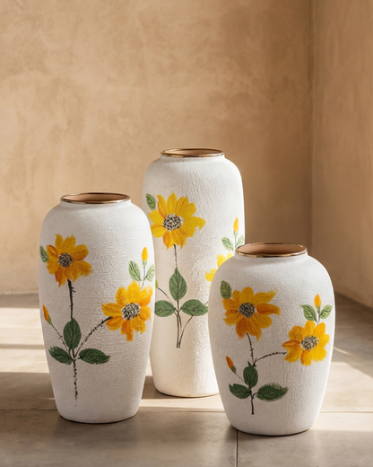Hand Painted Sunflower Floor Vase - Large