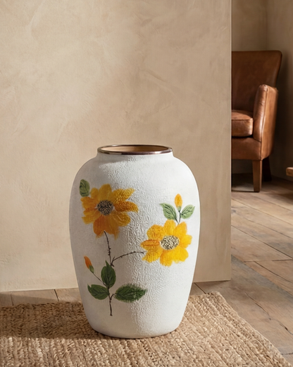 Hand Painted Sunflower Floor Vase - Small