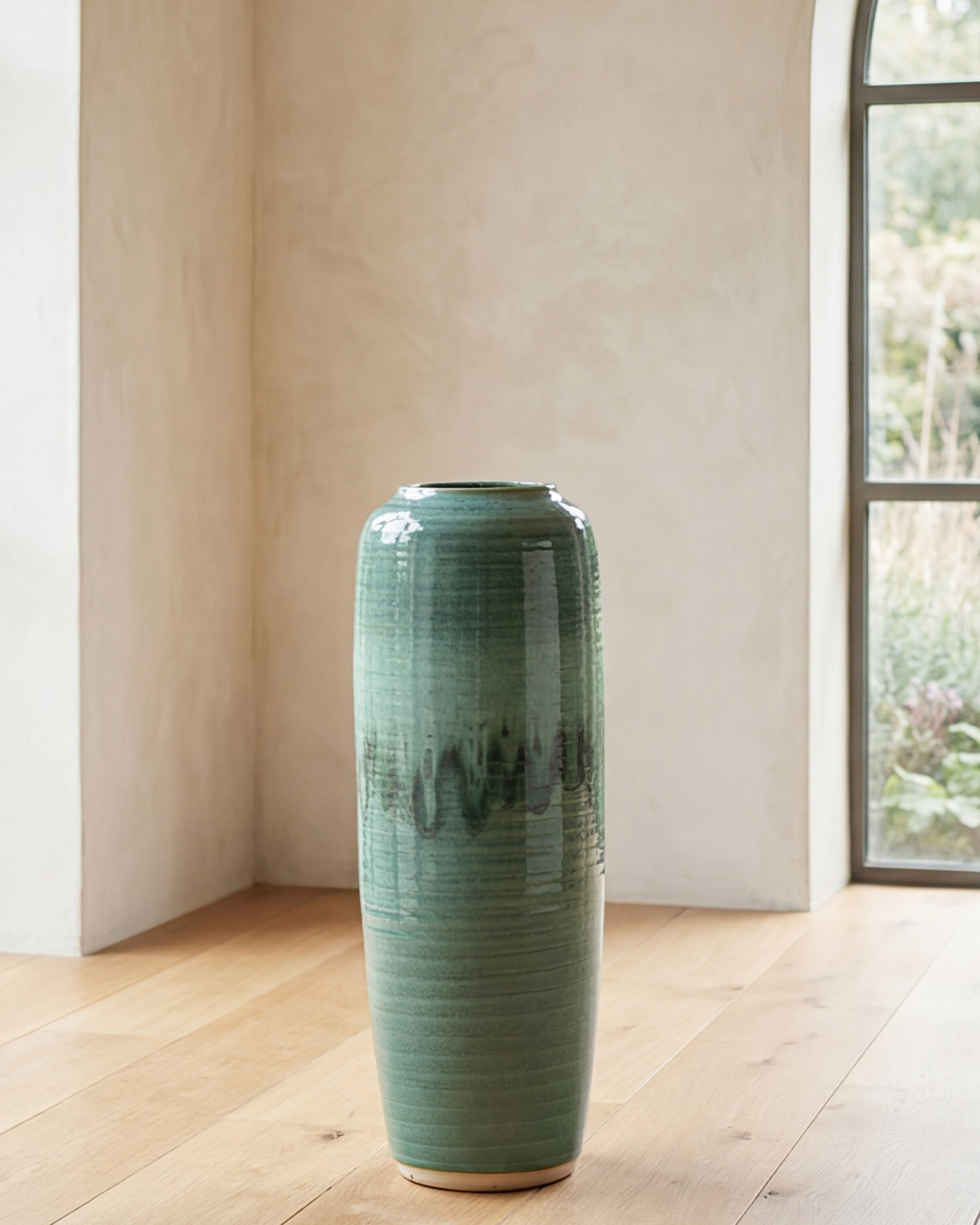 Deep Emerald Textured Floor Vase - Small