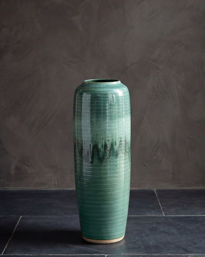 Deep Emerald Textured Floor Vase - Small