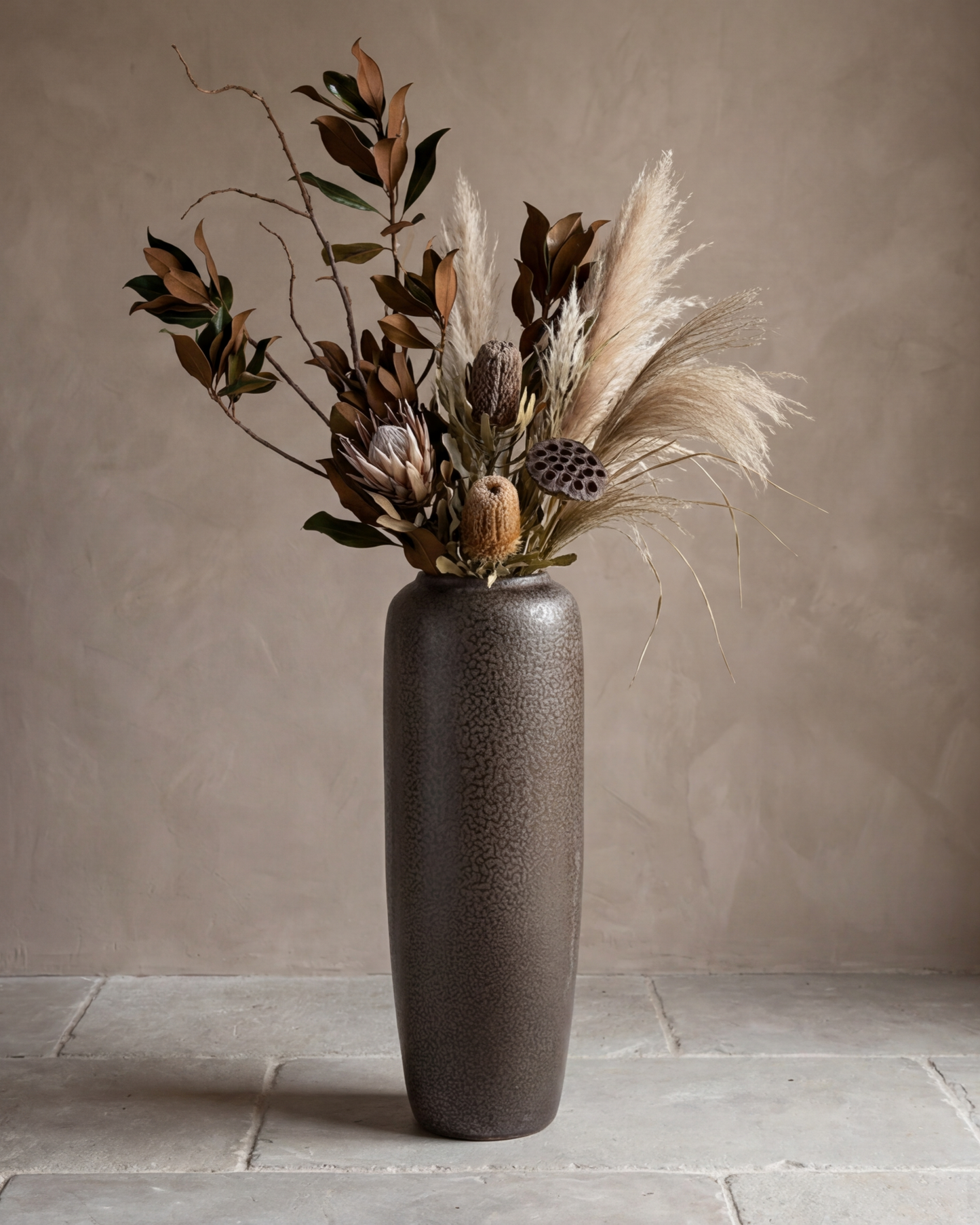Charcoal Matte Textured Floor Vase - Small
