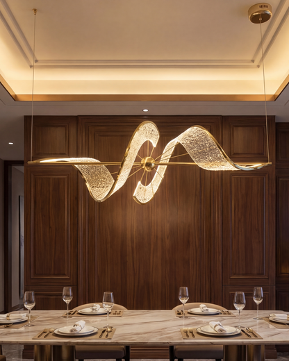 Spiral Crystal Wave Pendant Light
