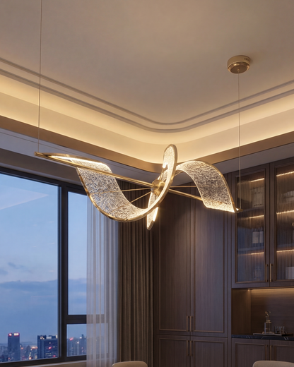 Spiral Crystal Wave Pendant Light